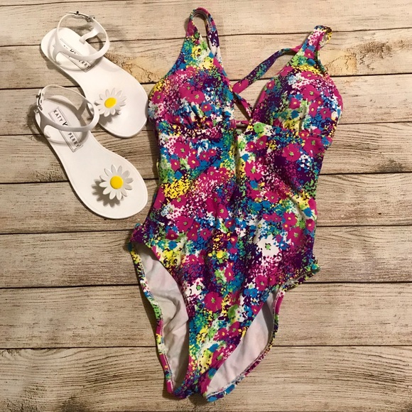 Neon Floral 1-Piece Swimsuit | ABS Essentials - Picture 1 of 4